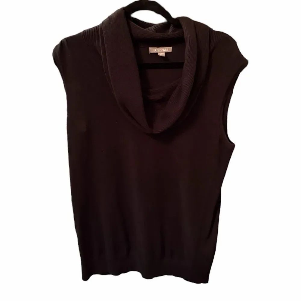 Roz & Ali Black Sleeveless Cowl Neck Sweater